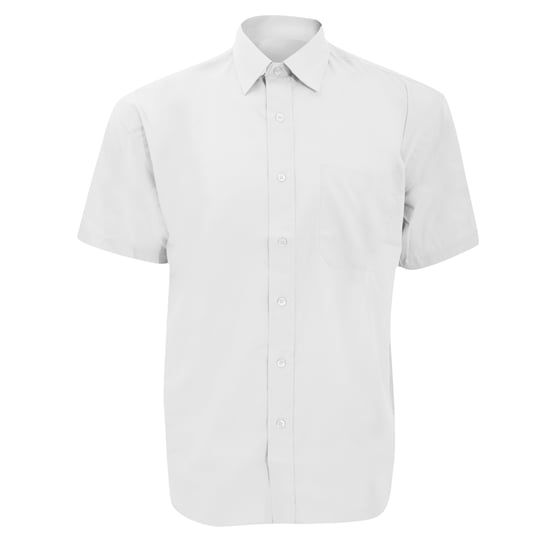 Russell Collectie Heren Korte Mouwen Poly-Katoen Easy Care Poplin Shirt (Wit) - Image 1