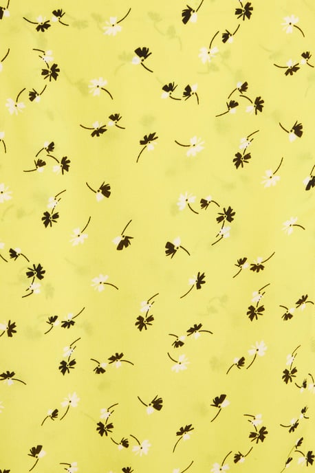 Yellow Floral Wrap Midi Dress