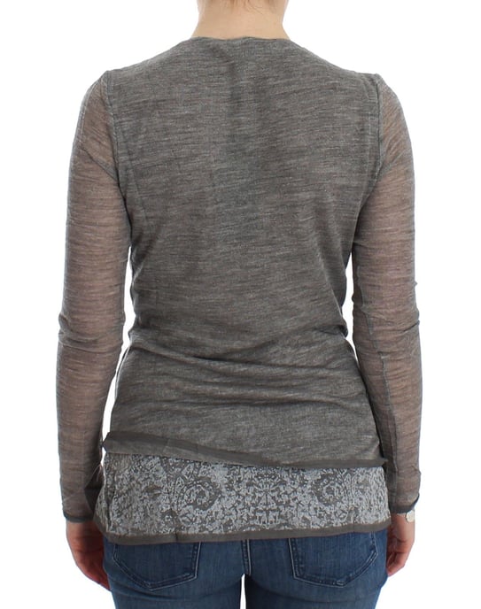 Ermanno Scervino Women's Gray Wool Blend Stretch Long Sleeve Sweater
