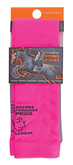 Comodo - Dames Kniehoge Paardrijsokken - Neon Roze - Image 2