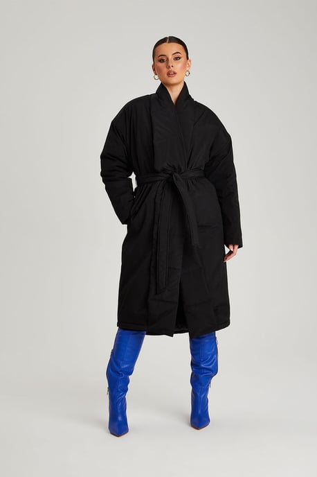 Black Belted Puffer Jacket