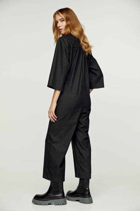 Dark Grey Denim Jumpsuit
