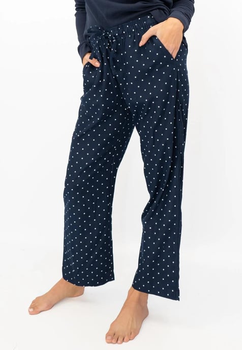 GAP Womens Pyjama Flanellen Slaapset in Navy Polka Dot - Image 5