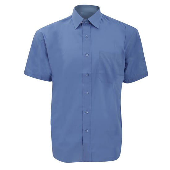 Russell Collectie Heren Korte Mouwen Poly-Katoen Easy Care Poplin Shirt (Bedrijfsblauw) - Image 1