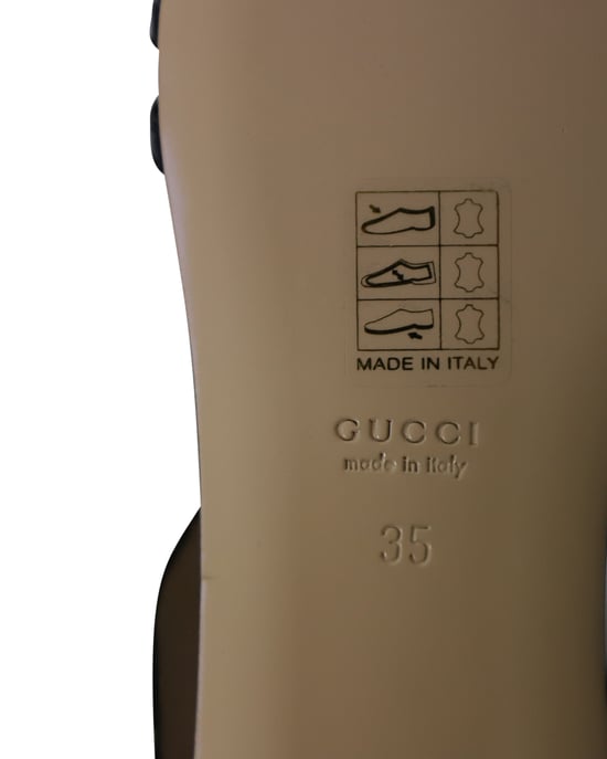 Gucci Ophelia Bloem-geborduurde Hoofdsandalen in Zwart Leer - Image 6
