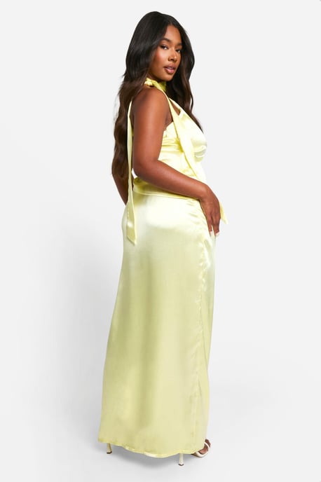 Plus Premium Satin One Shoulder Top & Maxi Skirt Co-ord