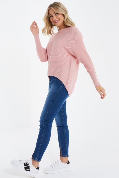 Pink Light Knit Buttoned Jumper