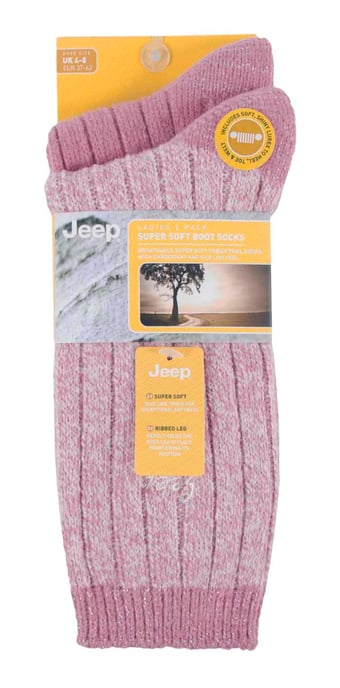 Jeep - Set van 2 superzachte sokken voor wandelschoenen voor dames - Rose / Cream - Image 2