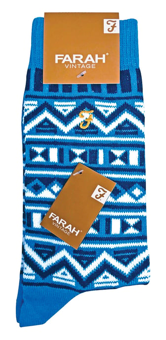 Farah - 2 Paar Heren Funky Vintage Patroon Kleurrijke Dikke Katoenen Crew Sokken - FVS008COB - Image 2