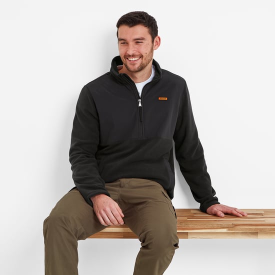 Herwick Mens Quarter Zip Fleece Black/Washed Black