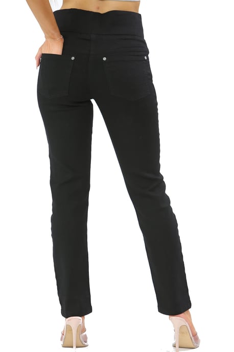 Damesjeans met elastische taille voor buikcontrole in zwart - Image 2
