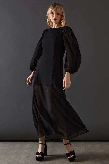Chiffon Long Sleeve Maxi Dress
