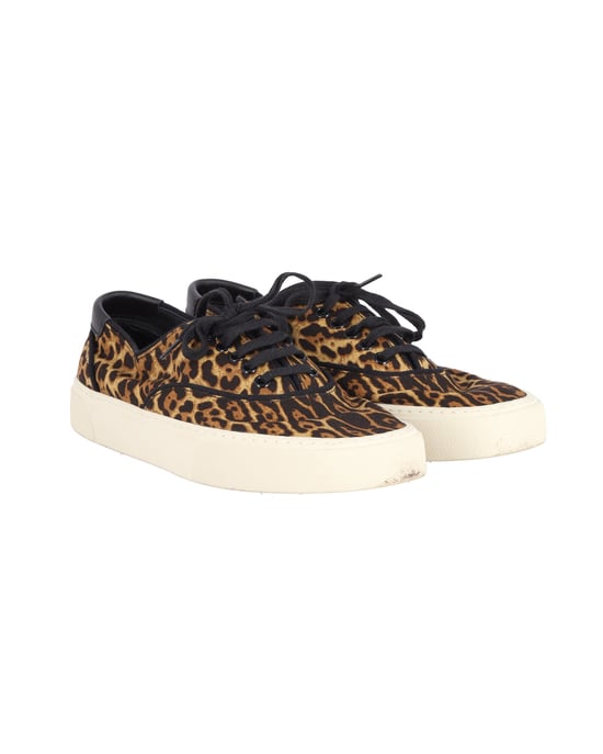 Saint Laurent Venice Leather-Trimmed Sneakers in Animal Print Canvas - Image 3