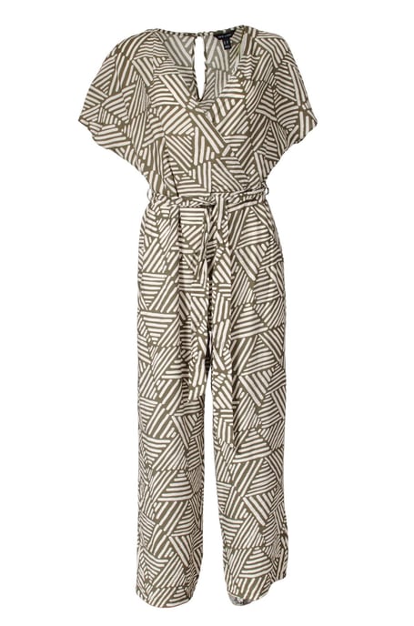 Summer Print Tie Waist Short Sleeve Jumpsuit