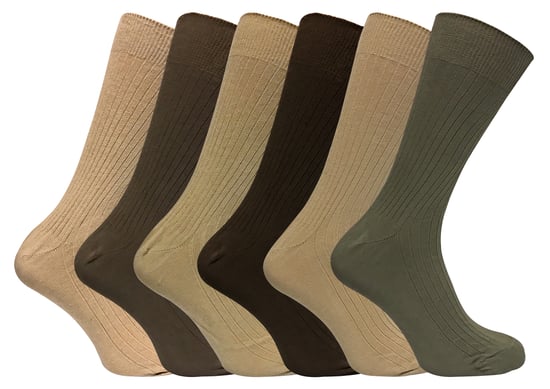 Set van 6 geribbelde, ademende herensokken van 100% katoen - Bruin - Image 1