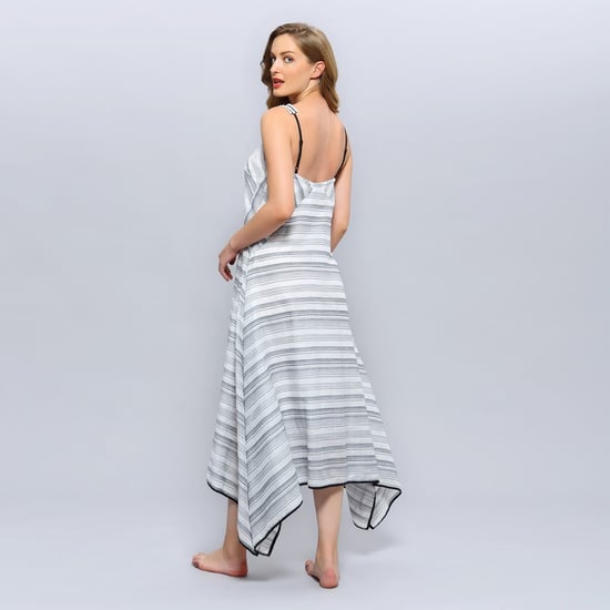 Diagonale strepen strappy midi jurk - Image 2
