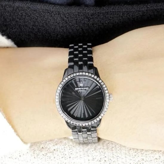 Emporio Armani AR1478 Ladies Ceramica Black Crystal Watch