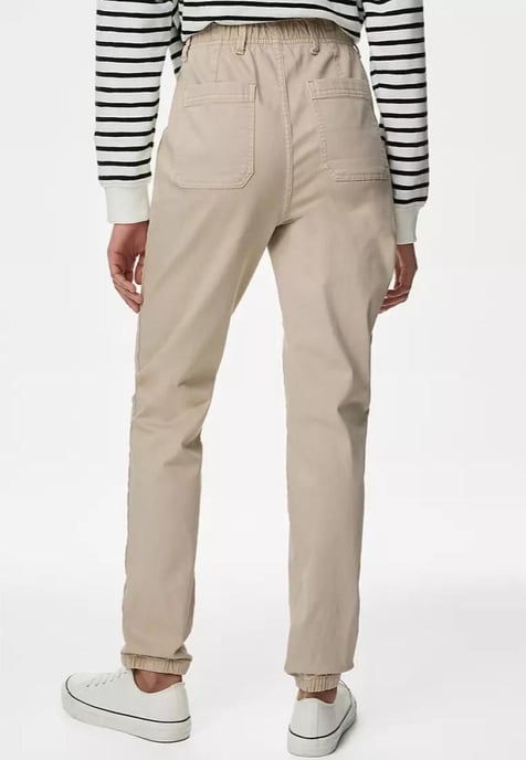 M&S Collection Dames Katoenmix Slim Fit Enkel Grazer Joggers Zand - Image 2