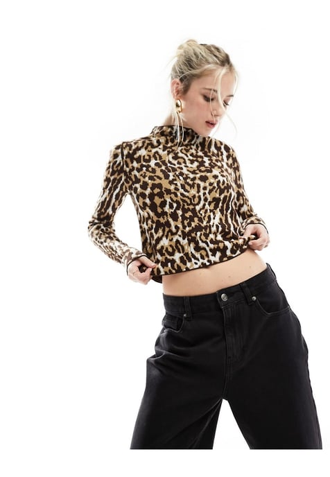 ASOS DESIGN jumper with high neck in animal pattern
