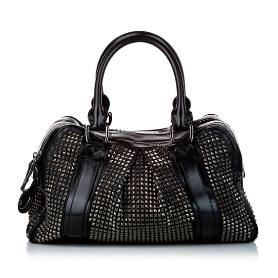 Vintage Burberry Studded Leather Handbag Black