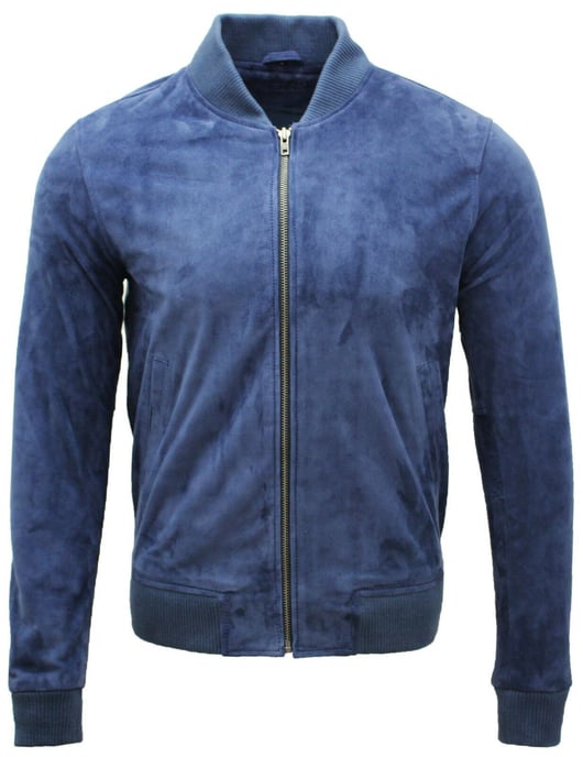 Varsity Soft Suede Leather Bomber Jacket