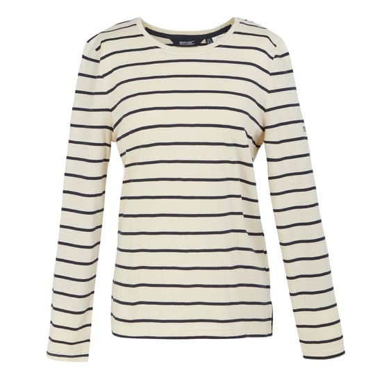 Regatta Dames/Dames Federica II Stripe T-shirt met lange mouwen (Licht Vanille/Navy) - Image 1