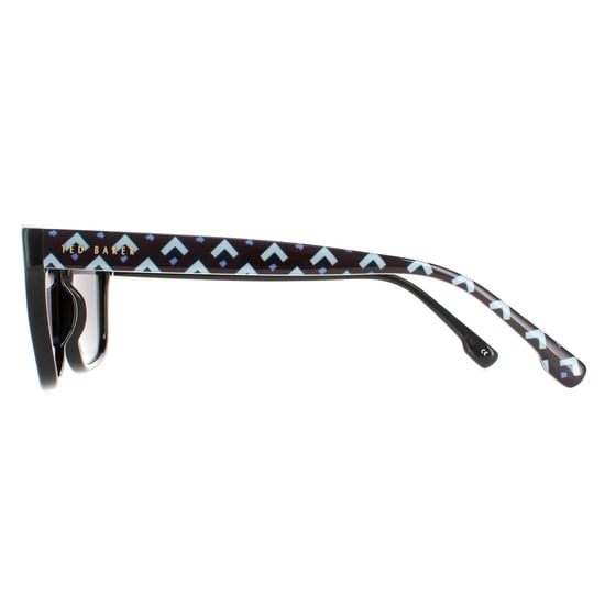 Ted Baker Rectangle Mens Polished Black Patterned Grey TB1455 Dane Sunglasses