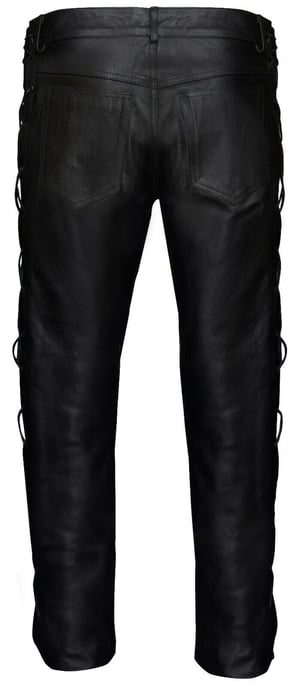 Mens Laced Leather Biker Jeans-Utah