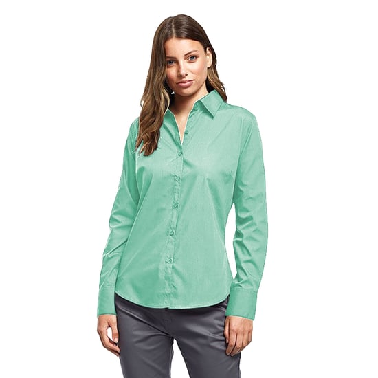 Premier Dames/Dames Popeline Blouse met Lange Mouwen (Aqua) - Image 3