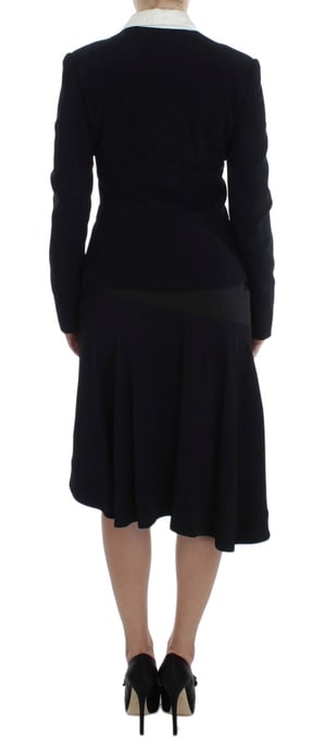 EXTE Black Blue Two Piece Suit Skirt & Blazer - Image 3