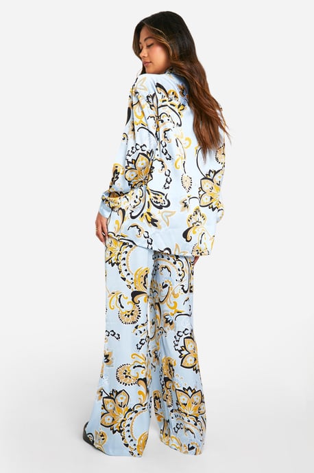 Paisley Satin Wide Leg Trouser