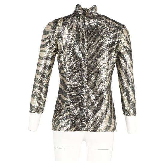 Dolce & Gabbana Zebra Print Turtleneck Top in Multicolor Sequins - Image 6