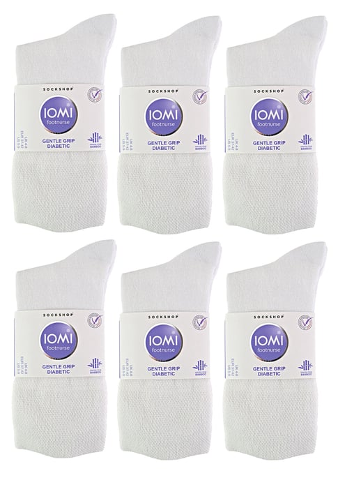 IOMI - 12 paar bamboesokken voor diabeten voor dames - Wit - Image 2