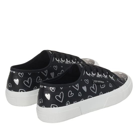 Superga Dames/Dames Hearts Vegan Leren Trainers (Zwart/Zilver) - Image 2