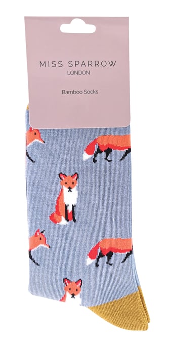 Miss Sparrow - Dames Animal Design BamboeSokken - Fox (Blauw) - Image 2
