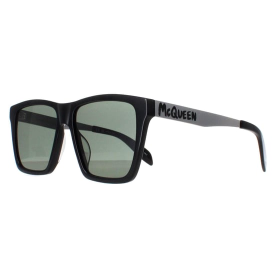 Alexander McQueen Square Mens Shiny Black and Silver Green Grey AM0352S