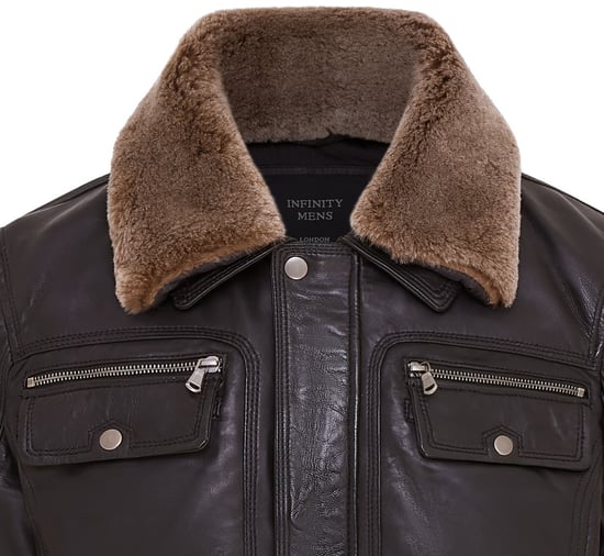 Mens Black Trucker Shirt Leather Jacket- Tornio