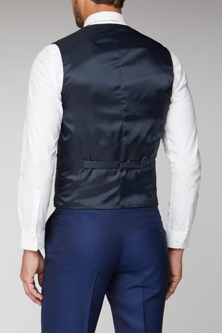Blue Texture Tailored Fit Waistcoat - Image 2