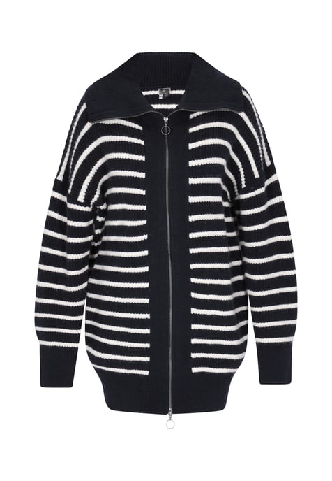 Dreimaster Vest Dames marine wol wit - Image 1