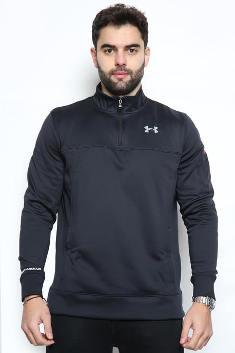 Under Armour fleece trainingstop met kwartrits voor heren in zwart - Image 1