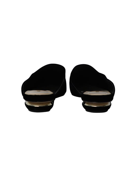 Nicholas Kirkwood Beya Flat Mules in Zwarte Fluweel - Image 4