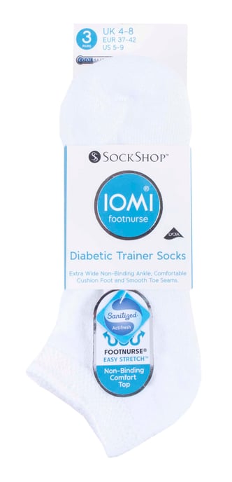 IOMI - 3 paar gewatteerde diabetische trainersokken - Wit - Image 2