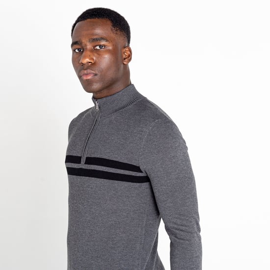 Dare 2B Mens Unite Us Knitted Half Zip Sweatshirt (Charcoal Grey/Black)