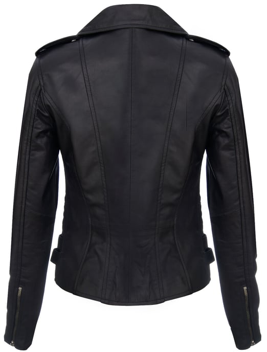 Womens Leather Brando Biker Jacket-Loddon
