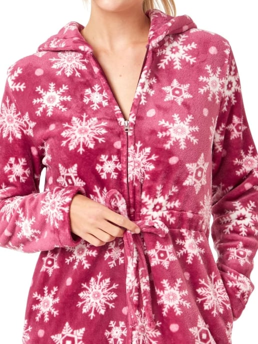 Snowflake Fleece Hooded Robe
