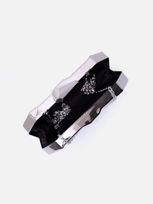 Where's That From Womens Melanie Geometric Pattern Clutch Bag In Silver