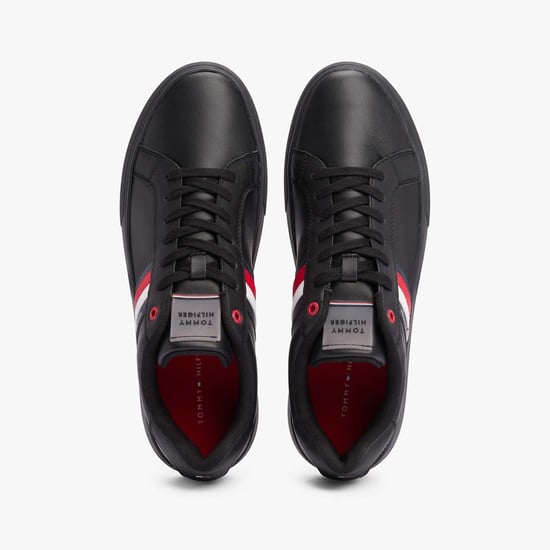 Heren Tommy Hilfiger Essentiële Leren Cupsole Sneakers in Zwart - Image 4