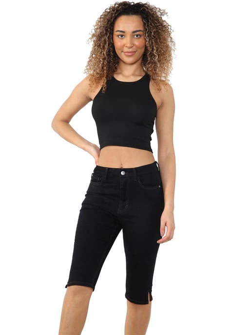 MYT Magic Shaping denim short met hoge taille voor dames, zwart - Image 4