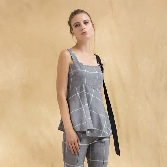 Wijd uitlopende tartan top - Image 2