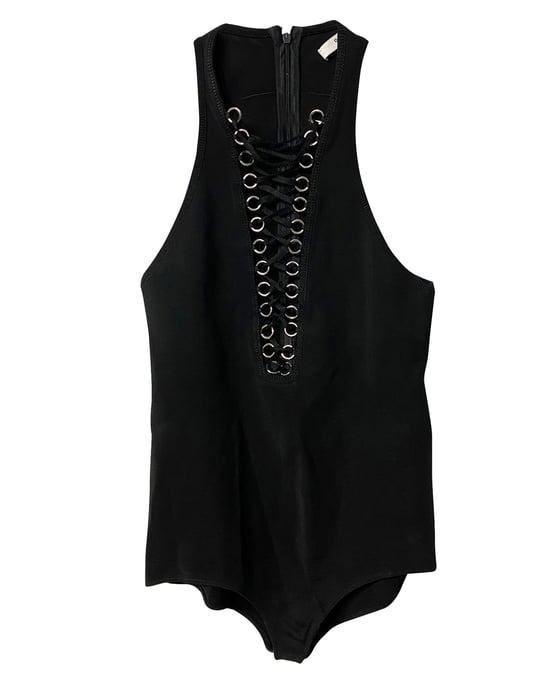 Givenchy Lace-Up Bodysuit in Black Viscose - Image 3